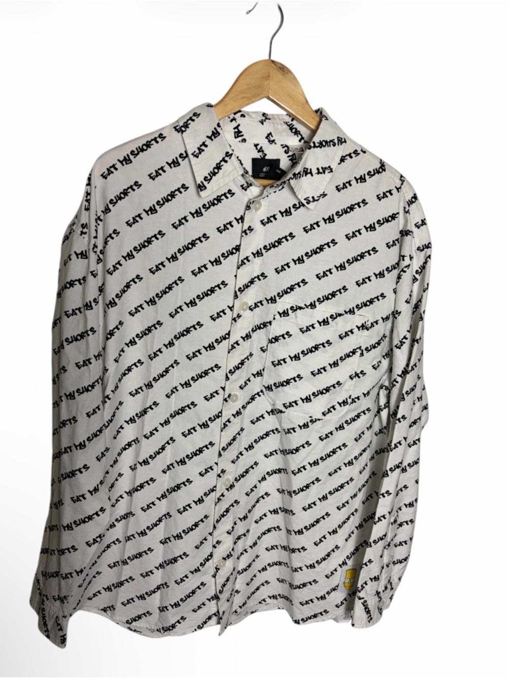 H&M X The Simpsons white & black “Eat my Shorts” oversized long sleeve shirt L